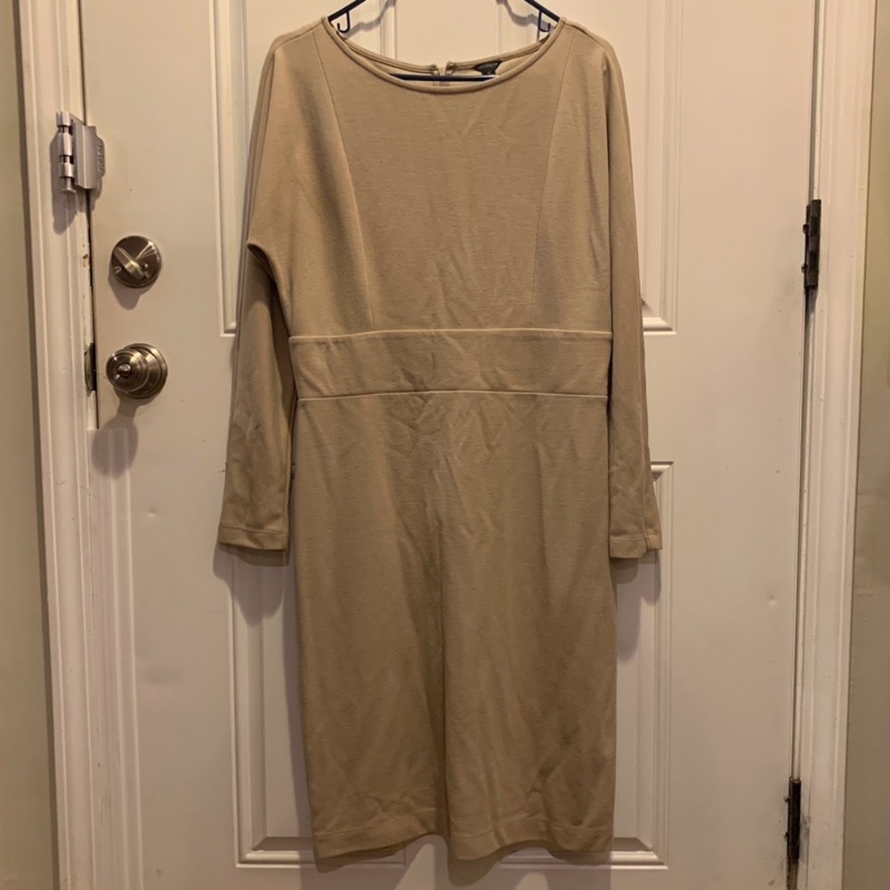 Ann Taylor Cream Long Sleeve Sheath Dress Size 12